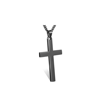 Halskette Kreuz, aus Edelstahl, schwarz, AN: 4