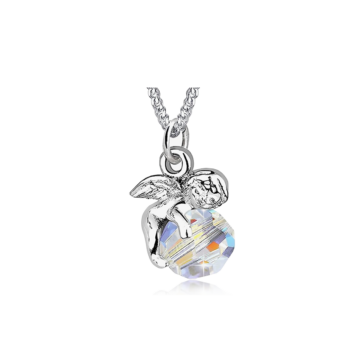 Halskette Engel auf bunter Glasdiamantenkugel, aus echtem Silber, AN: 5